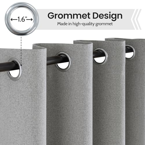Image of COSVIYA 100% Blackout Dove Grey Linen Curtains & Drapes 63 Inch Length | Light Blocking Full Room Darkening Grommet Insulated Thermal Window Panels for Bedroom /Living Room,52x63 inches,2 Panels