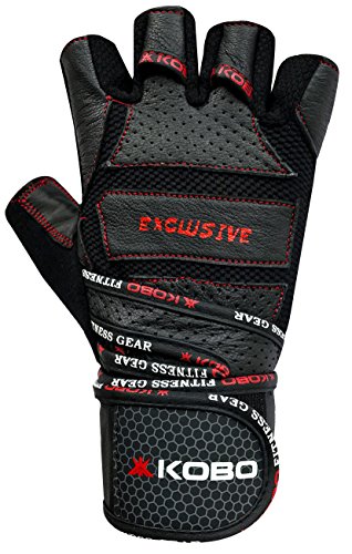 Image of Kobo WTG-13 Professional Leather Gym Gloves for Fitness /Functional Training Hand Protector (Medium)