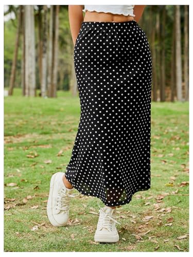Milumia Women's Polka Dots Midi Skirt Fishtail Mesh Long Skirts4