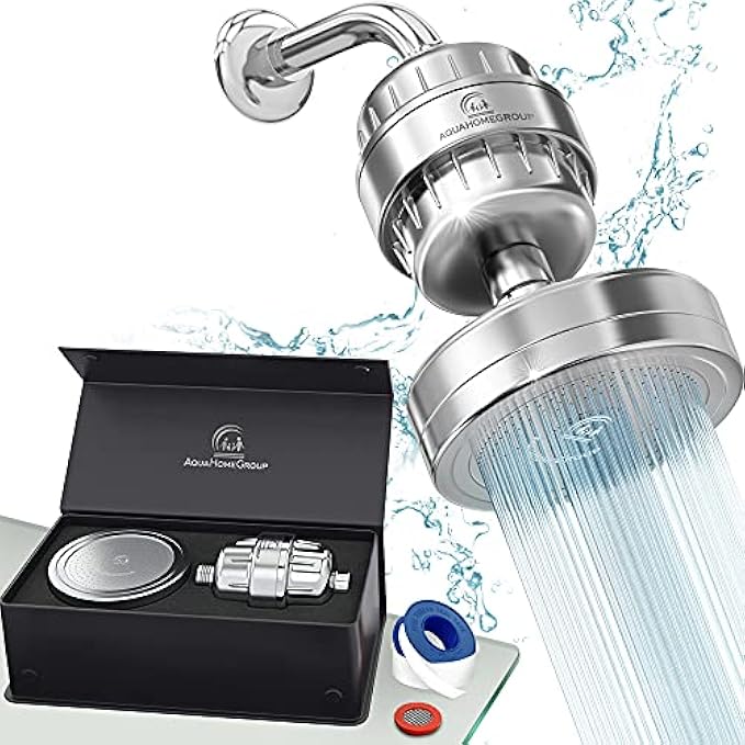 AquaHomeGroup Luxury Filtration Shower Head Set 20-Stage Shower Filter for Hard Water Removing Chlorine and Harmful Substances - Shower Head Filter High Output