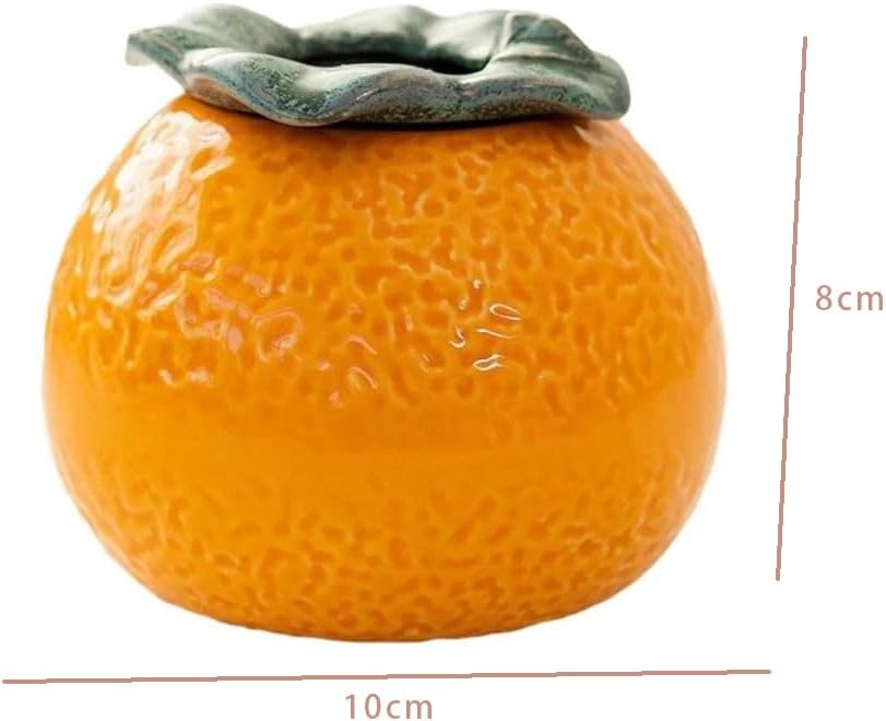 Ceramic Orange Vase, Cute Flower Vase, Ceramic Indoor Air Plant Holder, Aesthetic Flower Vases for Home Kitchen, 3.94" x 3.31" x 3" image 2