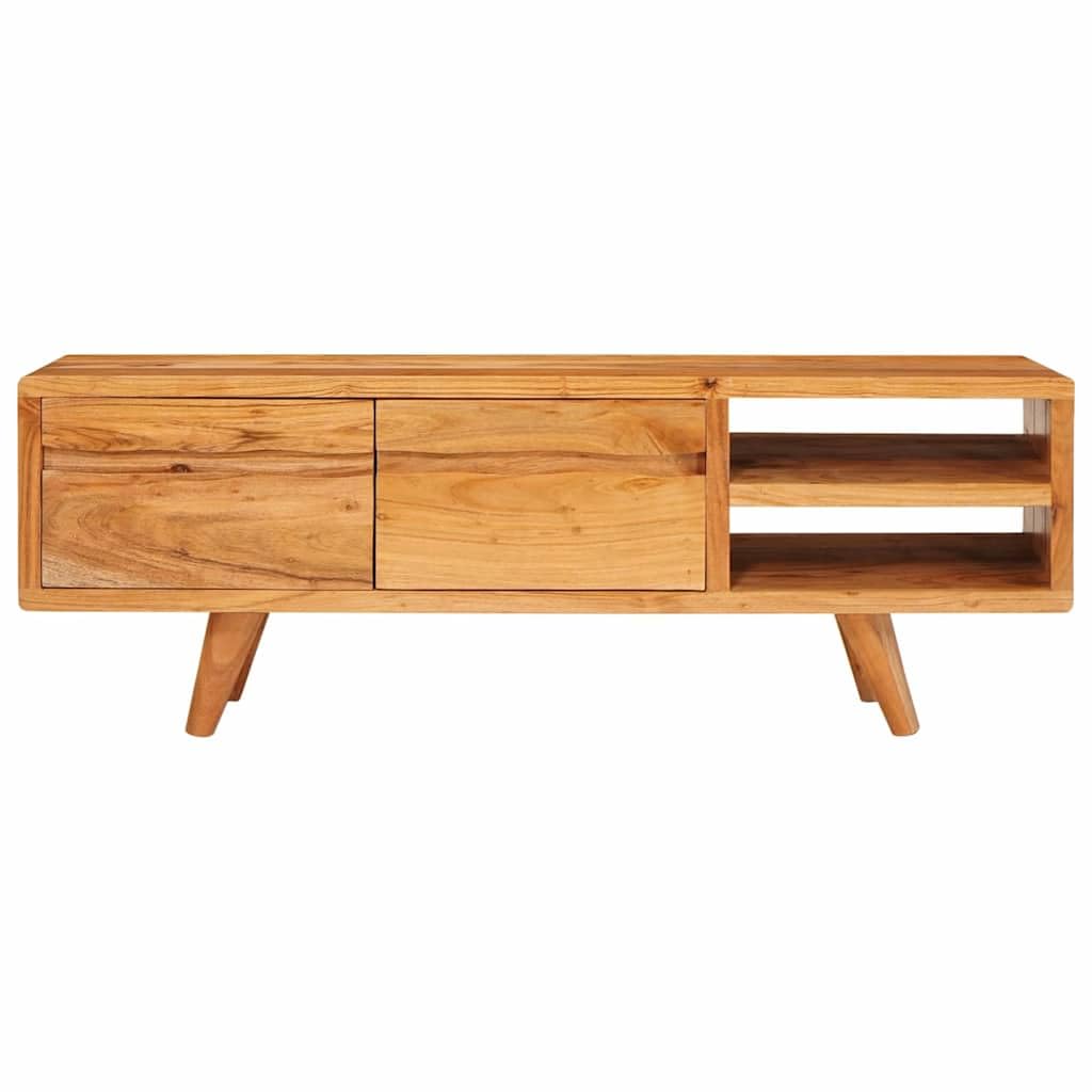 Mueble TV de madera de acacia maciza, marrón, 110 x 30 x 40 cm, color