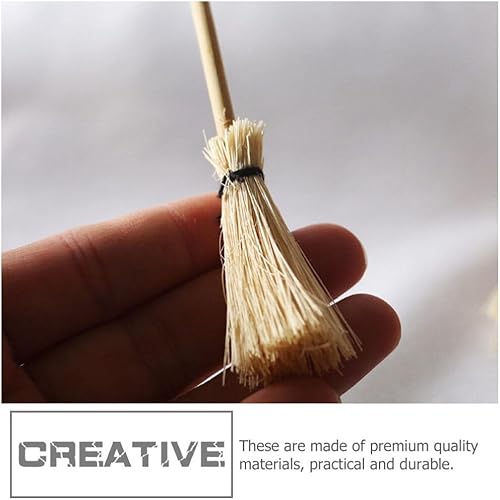 Miniatura 6 de 10 piezas de mini escoba de paja decoración de artesanía de bruja en miniatura decoración de escoba de bruja decoración casa de muñecas mini