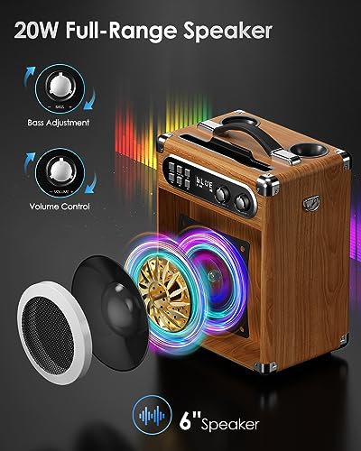 Miniatura 3 de Gjcrafts Karaoke, Todo-En-Uno Karaoke 2 Microfonos Con Altavoz Bluetooth De 20w Y Ranura Para Micrófono Recargable, Karaoke Altavoz Portatil Bluetooth Para Fiestas Salida