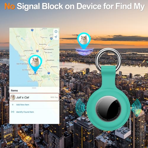 Image of 1|2|4Pack for Apple AirTag Holder,for Air Tag 2nd &1st Genaretion,Waterproof GPS Tracker Air Tag Keychain with Cover Anti-Scratch Silicone for Air-Tag Case for Pets,Kids,Luggages-Blue+Blue+Green+Red