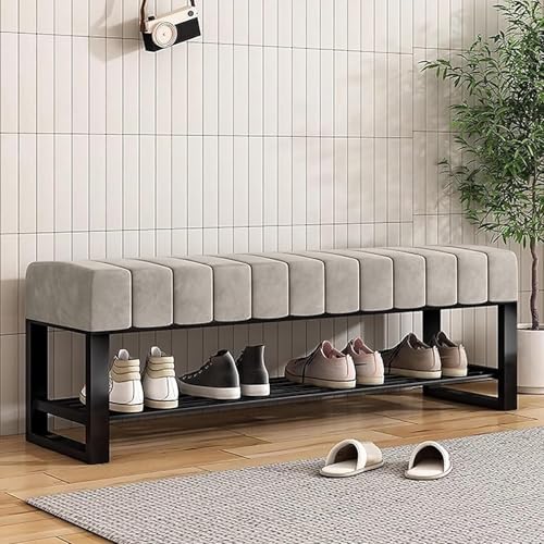 Banc de rangement à chaussures en velours pour optimiser les petits espaces - 2