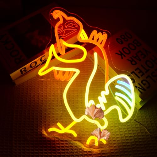 Image of Chicken Neon Signs Vibrant Chicken LED Light Sign Funny Meme Lamp for College Dorm Decor, Outdoor, Bedroom or Home Office Wall Decor Neon LED Gifts