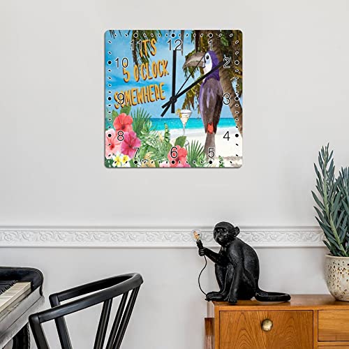 Horloge murale tropicale perroquet 30cm rustique colorée rétro - 4