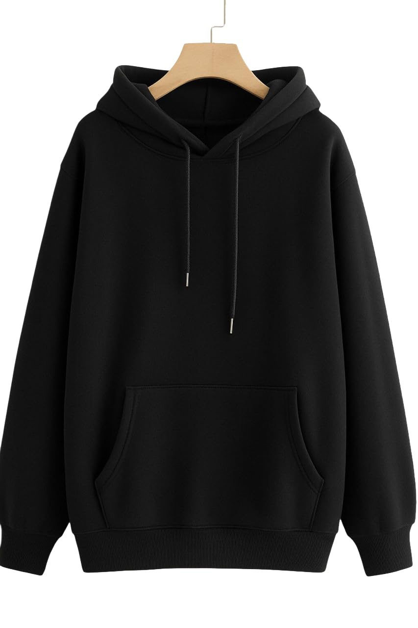 alone eagle Cotton Fleece Oversized Loose Fit Hooded Sweatshirt Full Sleeves Solid Hoodie Winter Wear for Women & Girls-picture-58