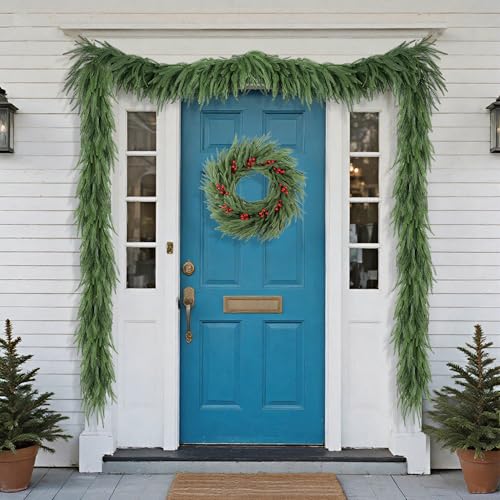 DR.DUDU 9FT Real Touch Norfolk Pine Garland, Christmas Artificial Greenery Garlands for Mantle Fireplace Stairs - Indoor Outdoor Xmas Decorations by DR.DUDU - Image 5