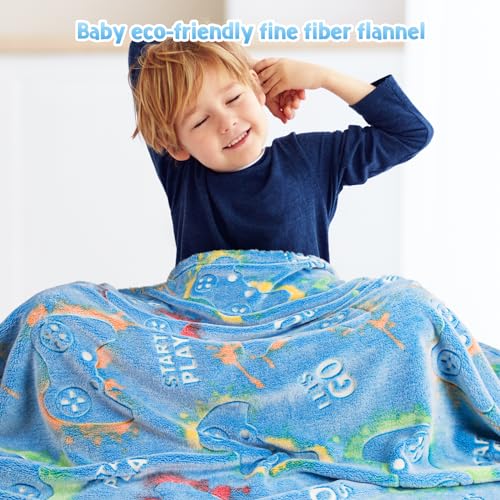 Image of Glow in The Dark Blanket Gaming Gamer Gifts Toys for Kids Boys Game Controller Gamepad Throw for Teen Girls Toddlers Teenage Son Boyfriend Boy Gifts Adults Birthday Christmas Valentines 50 inchx60 inch