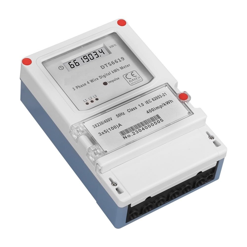 Medidor de energía trifásico, medidor LCD kWh, monitor de electricidad de montaje en pared, pantalla digital 3x230/400V 100A para el hogar