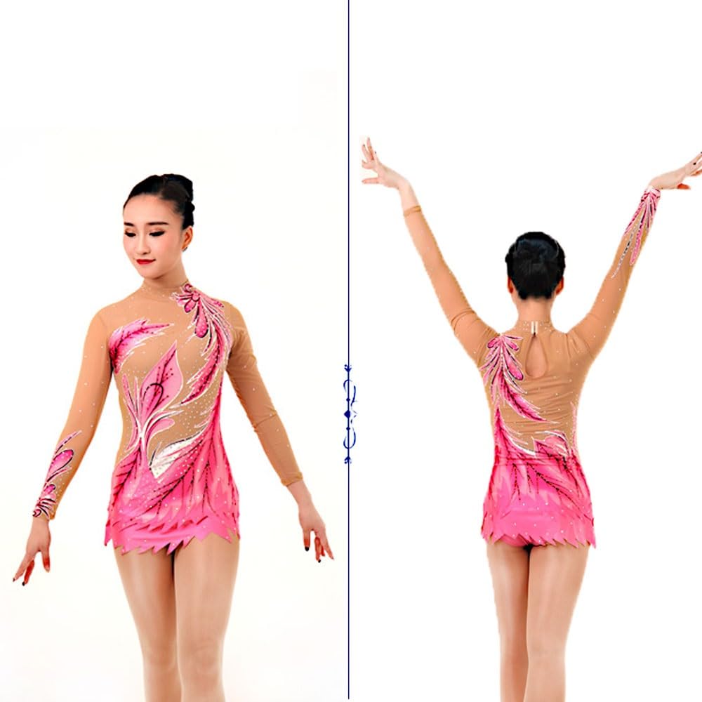 Rhythmische Gymnastik-Uniform Leotards Frauen-Mädchen-Breathable Langarm Skating Tragen Hohe Elastizität-Berufswettbewerb Eiskunstlauf-Kleid