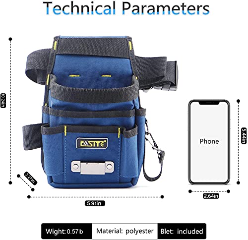 Fasite Tool Pouch Belt, 8-Pocket Professional Small Electrical Maintenance Work Pouch Bag, Technician's Tool Holder Work Organizer With Adjustable Nylon Belt #TOP4