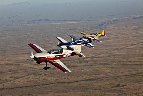 Posterazzi PSTSGR100101M Extra 300 aerobatic aircraft fly in formation during APS training in Mesa...