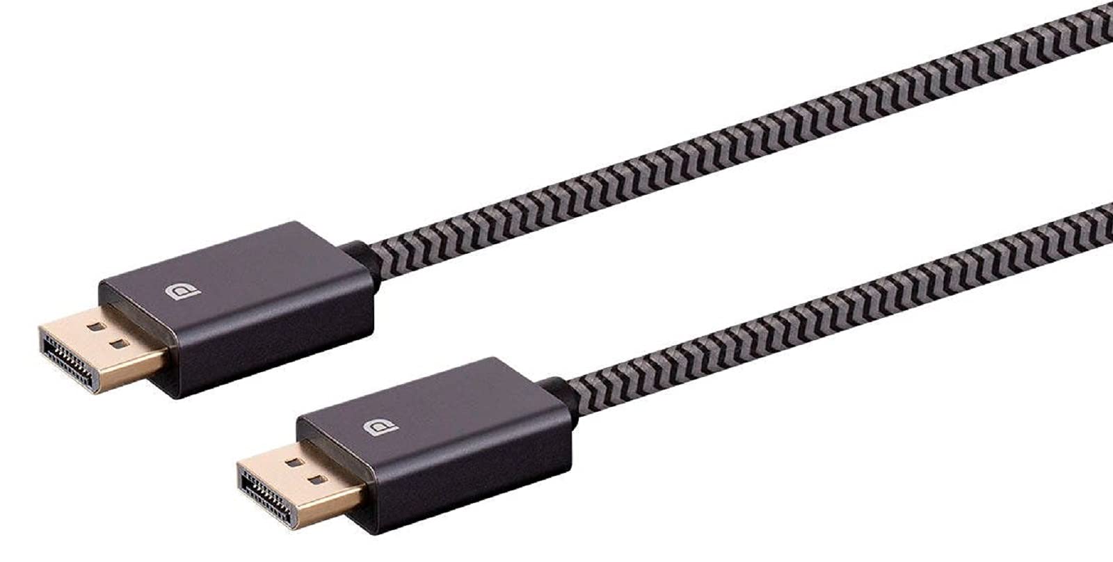 Monoprice DisplayPort 1.4 EasyPlug Nylon Braided Cable - 3 Feet - Gray (10 Pack) 8K@60Hz, Up to 32.4 Gbps, Compatible with PC, Laptop, TV, Projector