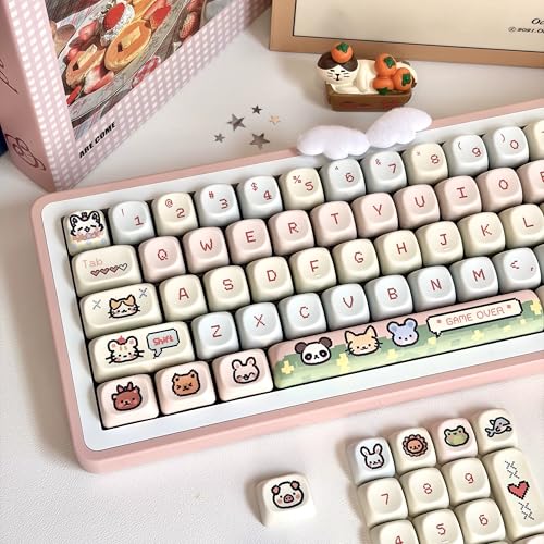 COOMICKE 114 Keys Pink Keycaps - Dye-Sublimation PBT Custom Keycap Set for MOA Profile, Cute Anime Customized Pattern Keycaps for MX Switches Mechanical Gaming Keyboard by COOMICKEY - Image 4