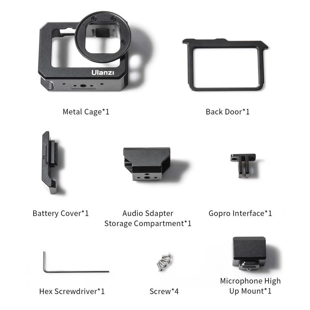 ULANZI Vlog Cage G9-5 - kompatybilny z GoPro Hero 9 Black - Metalowa obudowa z adapterem filtra i uchwytem na zimne buty