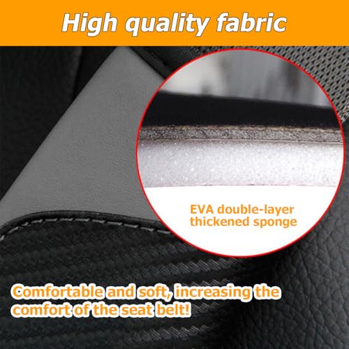 Image of Osilly 2PCS Car Seat Belt Cover, Carbon Fiber Seatbelt Shoulder Protection, Soft Car Seat Belt Strap Cushion Protect Your Neck and Shoulder, Car Accessories Seat Belt Pad for Car Truck (Black /Gray)