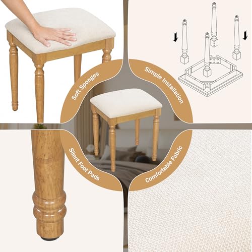 Image of JIVOIT 44.37 inch Makeup Vanity Desk with Tri-Fold Mirror, Large Vanity Table with 5 Drawers and Shelves and 2 Cabinets, Dressing Table, Easy Assembly