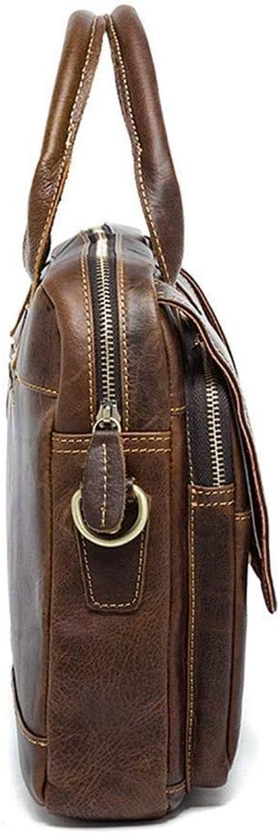 レザーブリーフケース メンズ ラップトップバッグ ビジネス 旅行 メッセンジャーバッグ 防水 レトロ トート