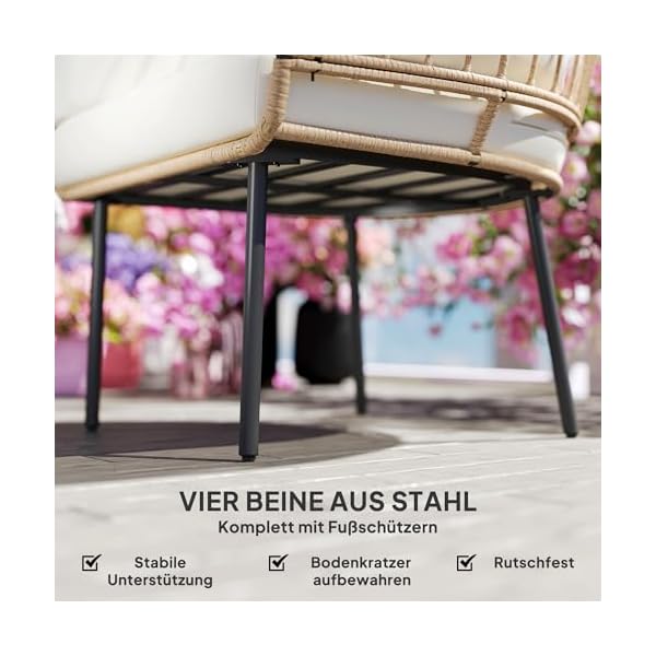 Outsunny Ei-Rattansessel Beige mit Kissen