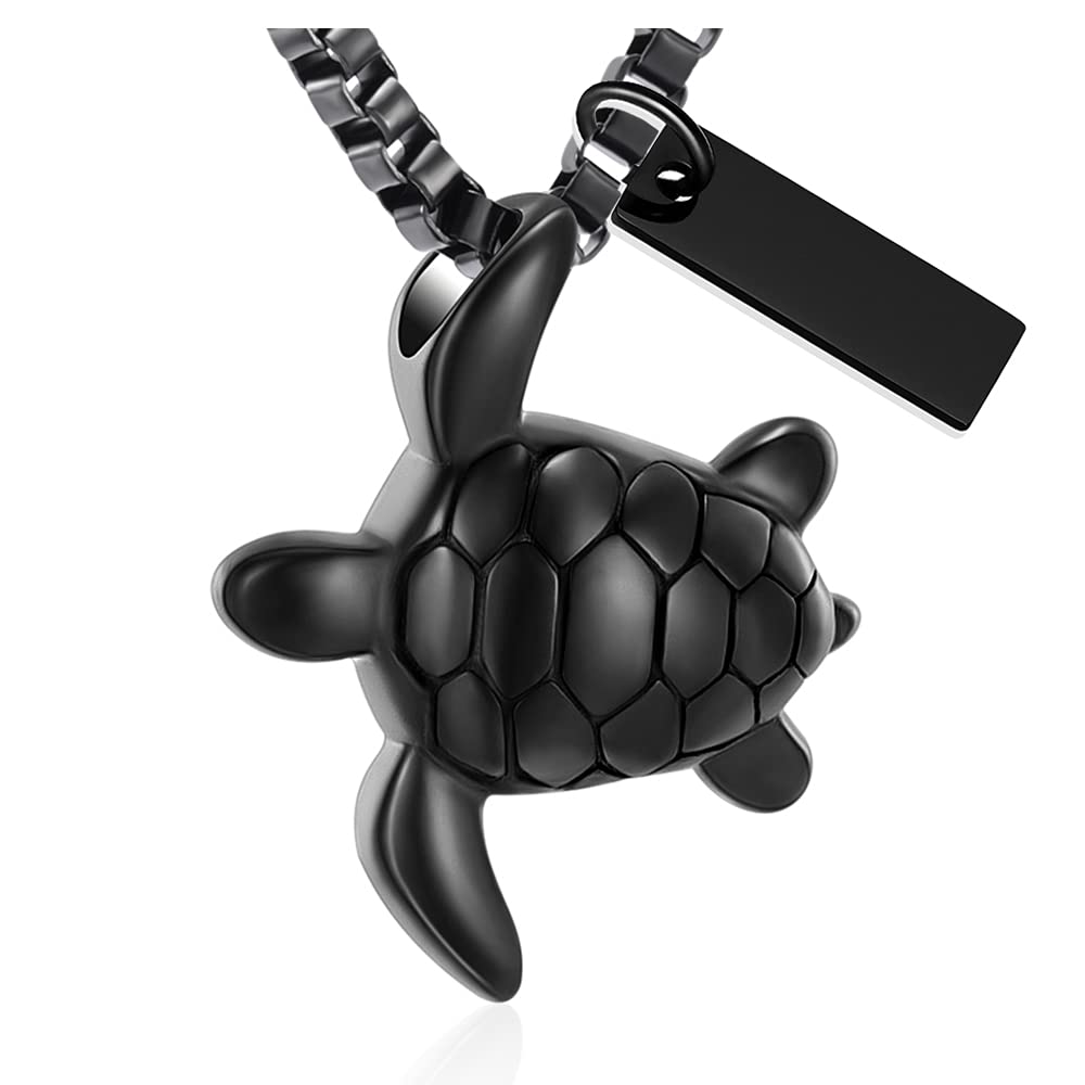 XSMZB Sea Turtle Cremation Jewelry for Ashes for Men Women Memorial Urn Necklace for Ashes for Human/Pet Funeral Ashes Necklace Keepsake Pendant (Customize)