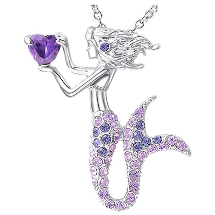 Listado de Collares Morados - los más vendidos. 50 Sirena Dijes de Cadenas, MermaidNeck03, MXKNN-001, 1Pza, Sirena/Circonia, Plata/Morado, Metal, Cadena y Dije.
