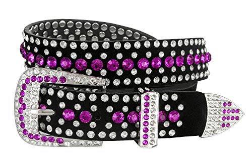 Unisex Crystal Rhinestone Belt Western Bling Studded Design Genuine Leather Belt 1-3/8" or 1-1/2" Wide, Multi-Style Options2