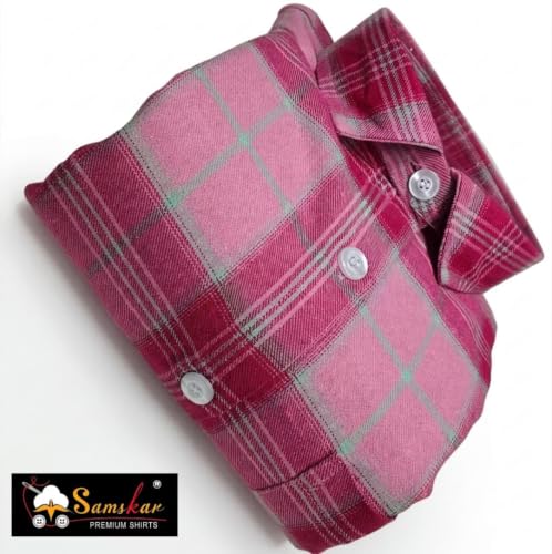 Image of Pink Checks /Men's Pink Plaid Flannel Shirt Boxy Fit