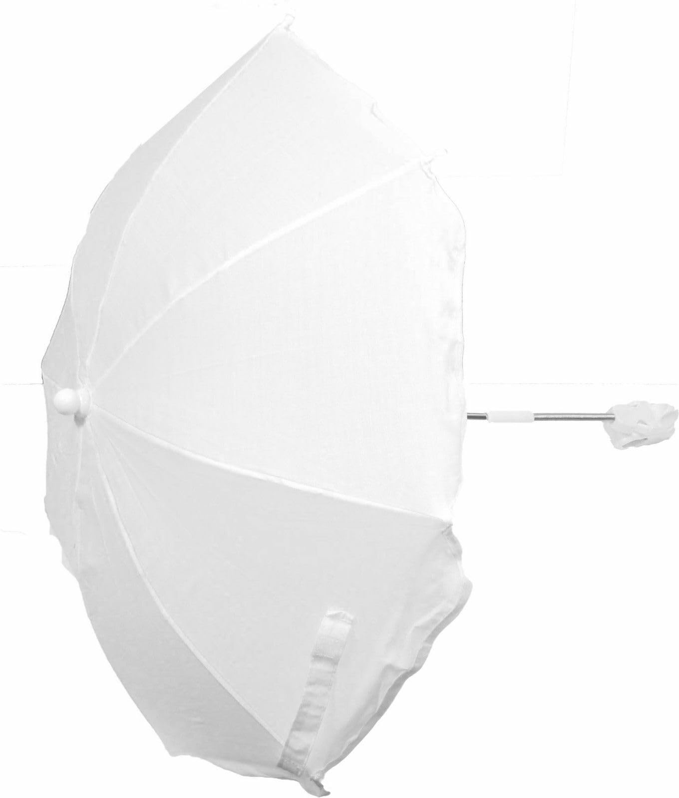 Universal Parasol Sun Shade Canopy Umbrella for Prams, Pushchairs, and Buggies - Versatile Sun Protection for Baby Strollers (White)