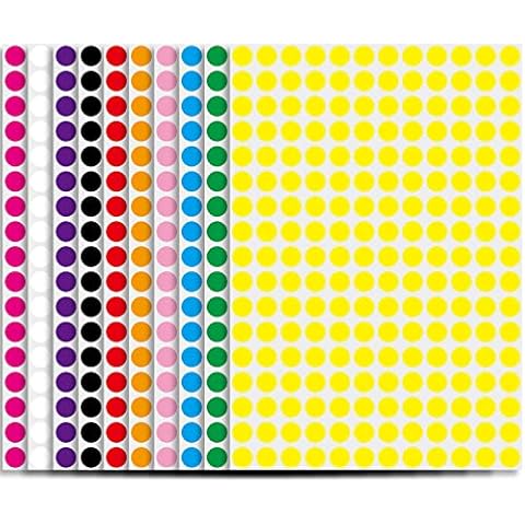 10 mm Sticky Coloured Dots, Coloured Dot Stickers Self Adhesive, Dot Stickers Assorted Colours for Colour Coding Calendar Organising (10 Colours, 2040 Pcs) Cover