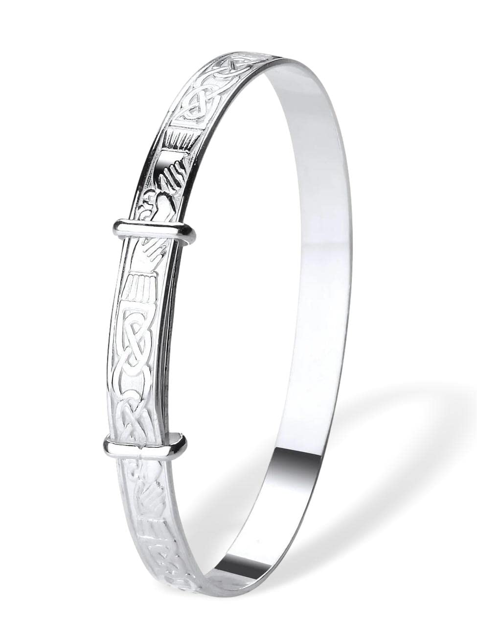 HSFJGSF Diseño Celta Irlandés/Diseño Claddagh Pulsera Expandible/Ampliable/Ajustable para Bebé/Niño/Mujer - Plata de Ley 925 - Joyería Infantil