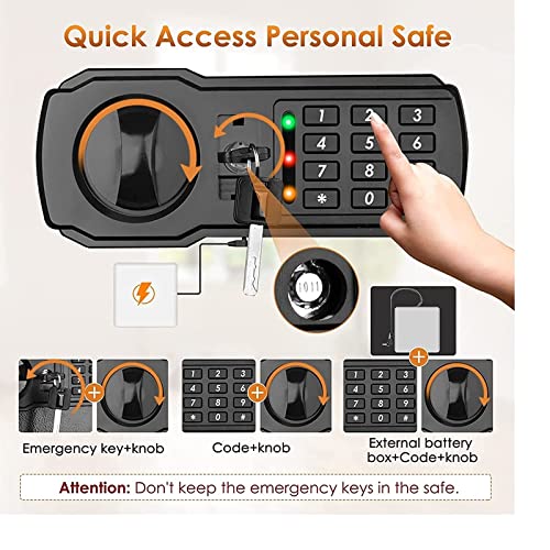 Fireproof Small Safe Box For Money, 0.23 Cu Ft Mini Fireproof Safe With Combination Lock, Digital Safe For Kids Home Hotels Business (Orange) #TOP3