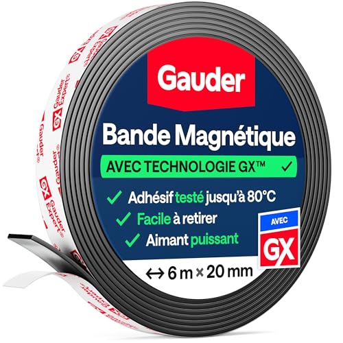 Ruban magnétique adhésif fort GAUDER bande aimantée découpable 6m