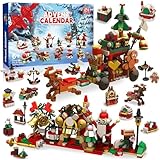 Blocos de Montar Infantil, Kit de Blocos de Montar com 24 Surpresas, Papai Noel, Trenó e Decoração, Presente para Crianças e Adultos, 413 Peças