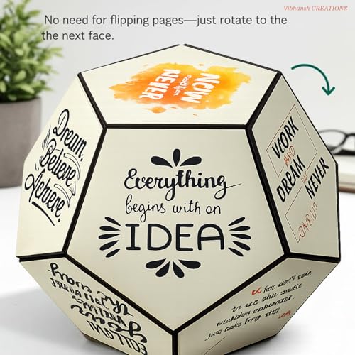 Image of Inspirational 12-Face Desk Sculpture, Motivational Quotes Polyhedron Decor, Modern Tabletop Showpiece for Office, Home, Study Room, Creative Gift Item (Inspirational Quotes)