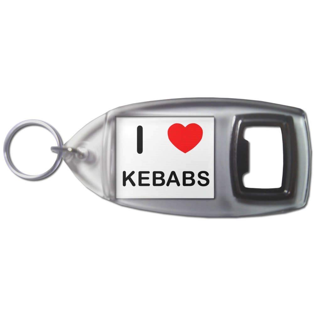 "I Love Heart Burgers" Bottle Opener Keychain – Plastic Case With Metal Opener (4cm X 3.2cm)