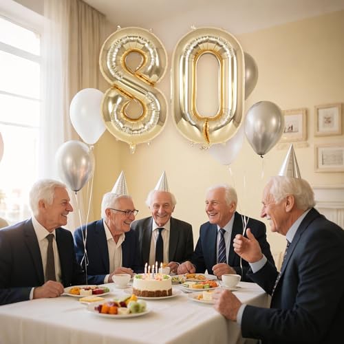 Image of Champagne Gold Large Number 80 Balloon, 40 Inch Light Gold Foil Helium Number Balloons, Giant Mylar Number 80 Balloons for 80 Years Old Birthday Party Anniversary Decorations (Champagne Gold 80)
