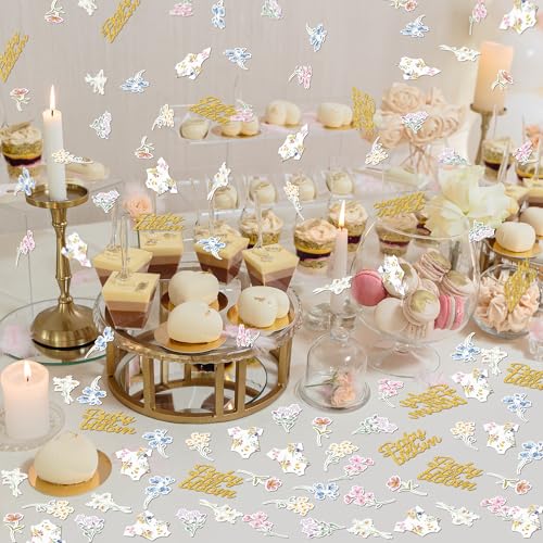 Image of BeYumi Spring Wildflower Table Confetti - 300Pcs Baby In Bloom Wildflower Baby Shower Confetti Decoration Watercolor Floral Themed Scatter Paper Decor for Bridal Wedding Girl Birthday Party Supplies