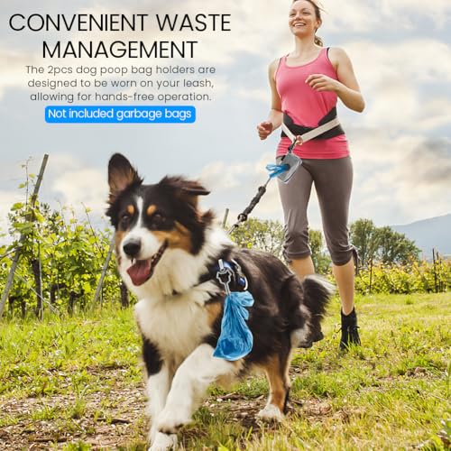 Image of 2pcs Dog Poop Bag Holder with 2 Hands-free holder Poop Bag Dispenser Pet Dog Waste Bag Dispenser Leash Attachment Fits Any Dog Leash for Dog Cat and Other Pets(Gray)