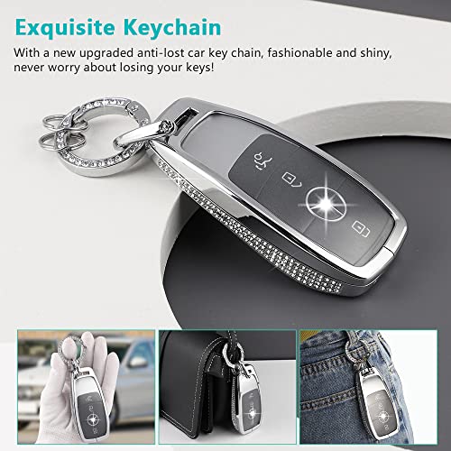 Pifoog Glitter Key Cover For Mercedes Benz Accessories Crytsal Keys Case Protector Car Key Shell Compatible Mercedes Amg C E A G Cla Cls Gla Gle Glc S Class Smart Keys Metal #TOP4