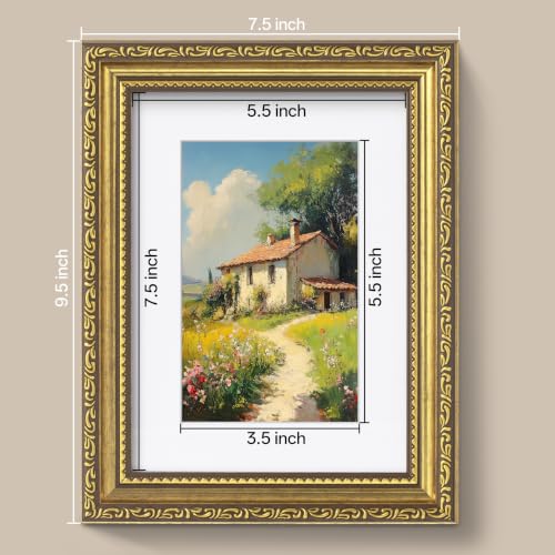 Image of eletecpro 6x8 Vintage Picture Frame, Glass Cover, Gold, 2-Pack