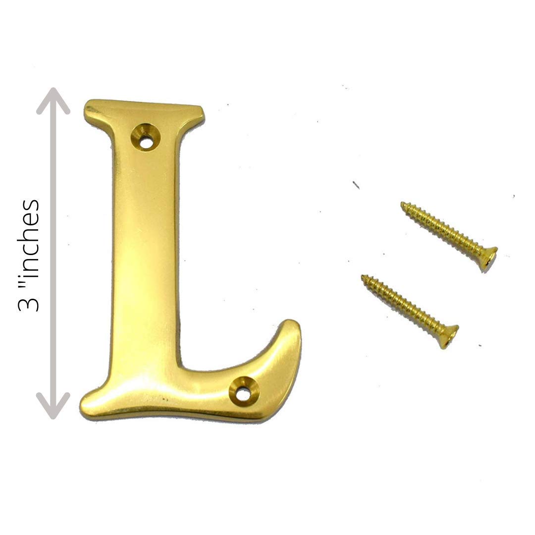 3" House Door Alphabets Brass Yellow (Alphabet L) — Amazon image 2