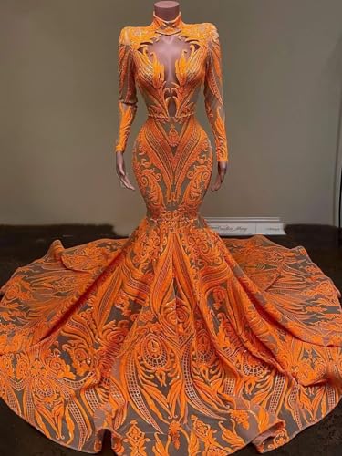 Women's Long Sleeves Sequined Mermaid Long Train Prom Shower Party Evening Dress Celebrity Pageant Gown2