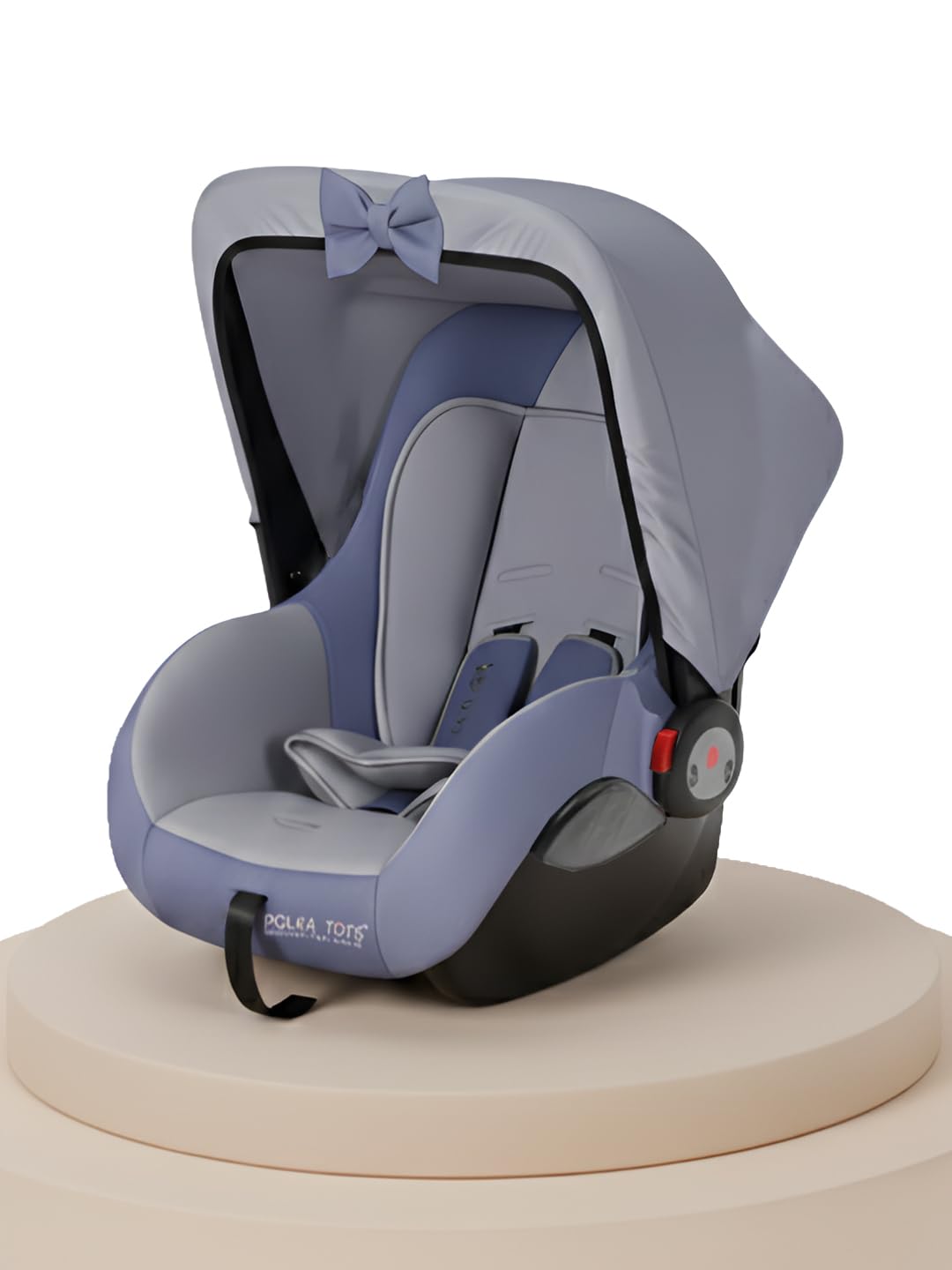 Polka Tots 5 in 1 Blue Baby Car Seat for 0 to 15 Month New Born Toddler, Convertible Infant Carry Cot with Reclining Position, Safety Rocker & Feeding Seat Adjustable Head Support with Cushion