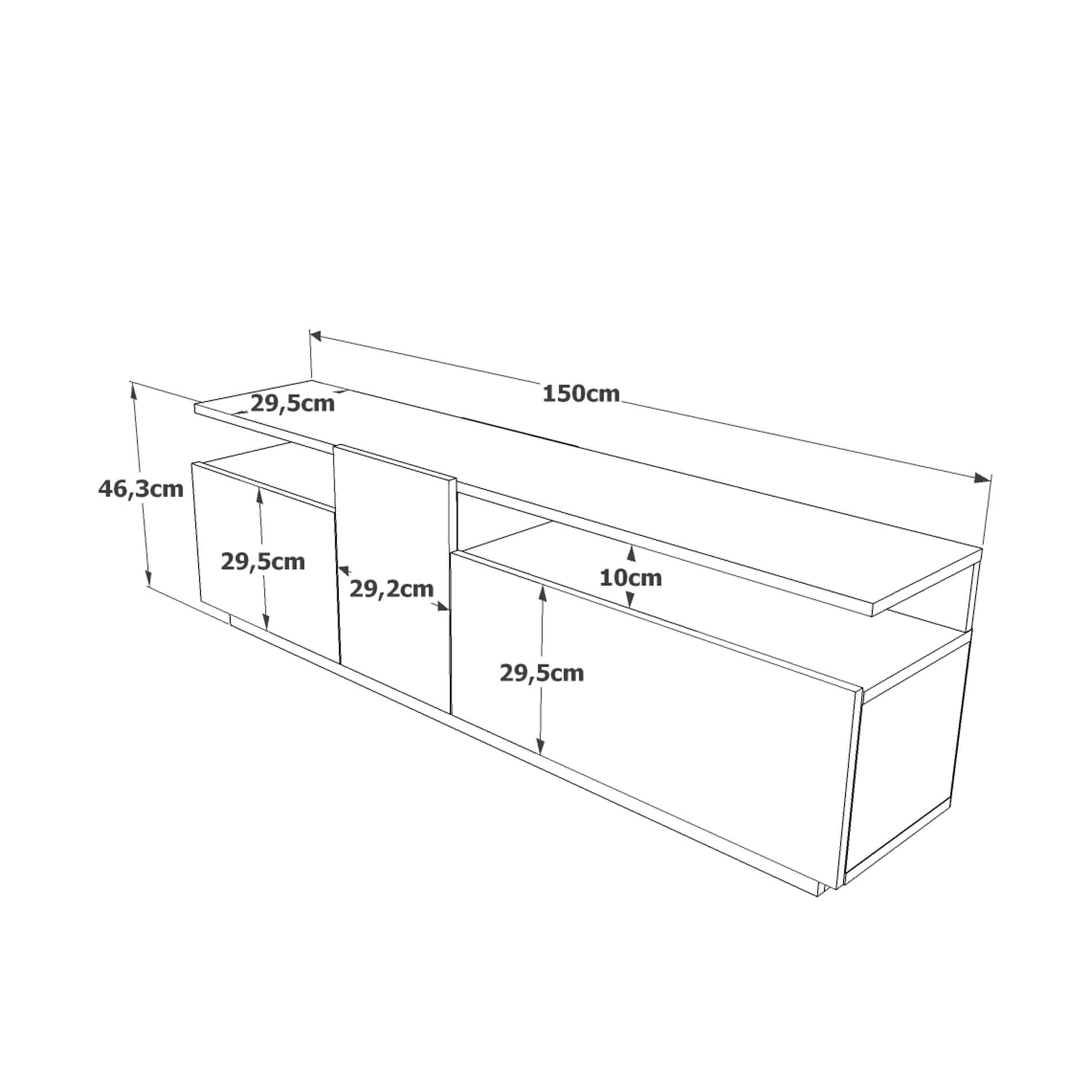 Rebecca Mobili Mobile Tv, Armadio Stand Tv, Color Rovere Grigio Scuro, Truciolato, per Salotto, Stabile, Stile Moderno - Misure HxLxP: 46,5 x 150 x 29,5 cm - Art. RE7078