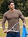 JMIERR Men's Long Sleeve Thermal Fleece Shirts Fall Fashion 2025 Crew Neck Casual Basic T-Shirts Top Warm Undershirts Sweater, 2XL, Brown
