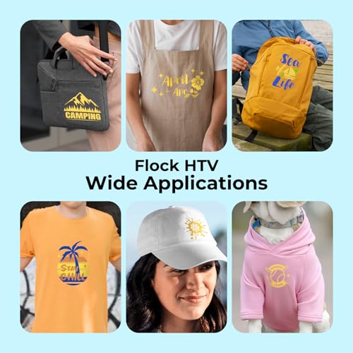Image of HTVRONT Yellow Flocked HTV Vinyl -12 inch x 6FT Flock HTV Vinyl Heat Transfer, Flock Heat Transfer Vinyl for All Cutting Machines - Easy to Cut & Weed Heat Transfer (Yellow)