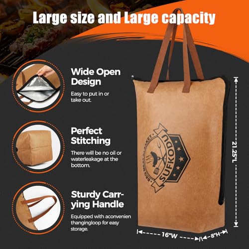 Sufkodu 21in Insulated BBQ Blanket for Resting Meat, Heavy-Duty Meat Resting Bag with Wide Mouth for Briskets, Pork, Turkey, Moisture Retention - Smoker Accessories, BBQ Gifts for Men - Image 3